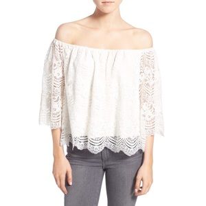 Cupcakes and Cashmere Ivory Lace Off-the-Shoulder